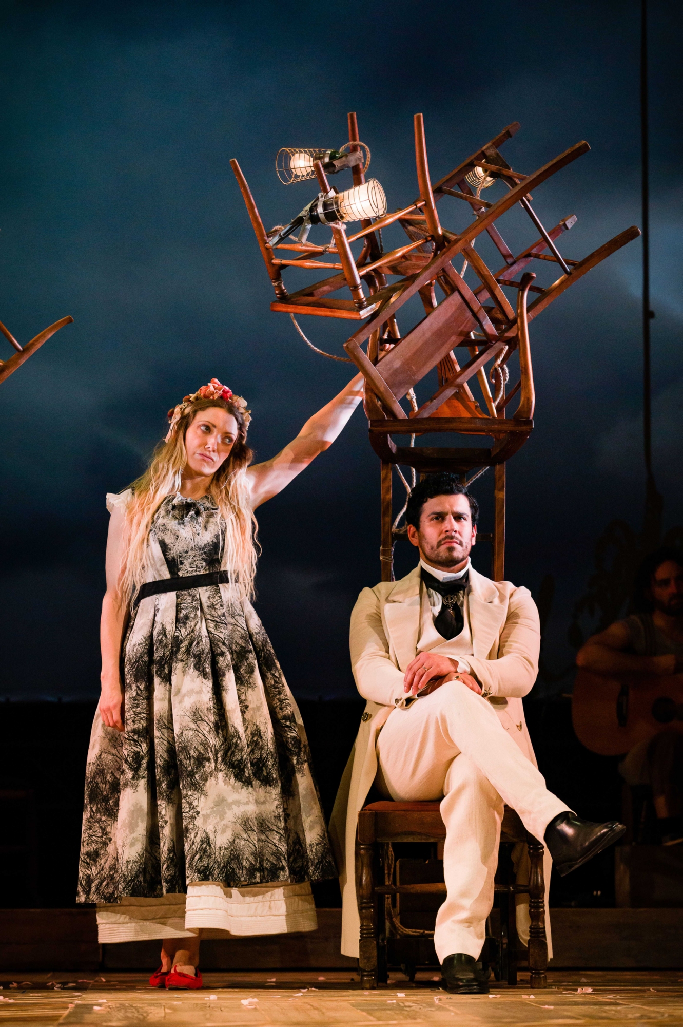 Liam Tamne as Heathcliff and Lucy McCormick as Catherine in Wise Children’s Wuthering Heights. Photo by Steve Tanner